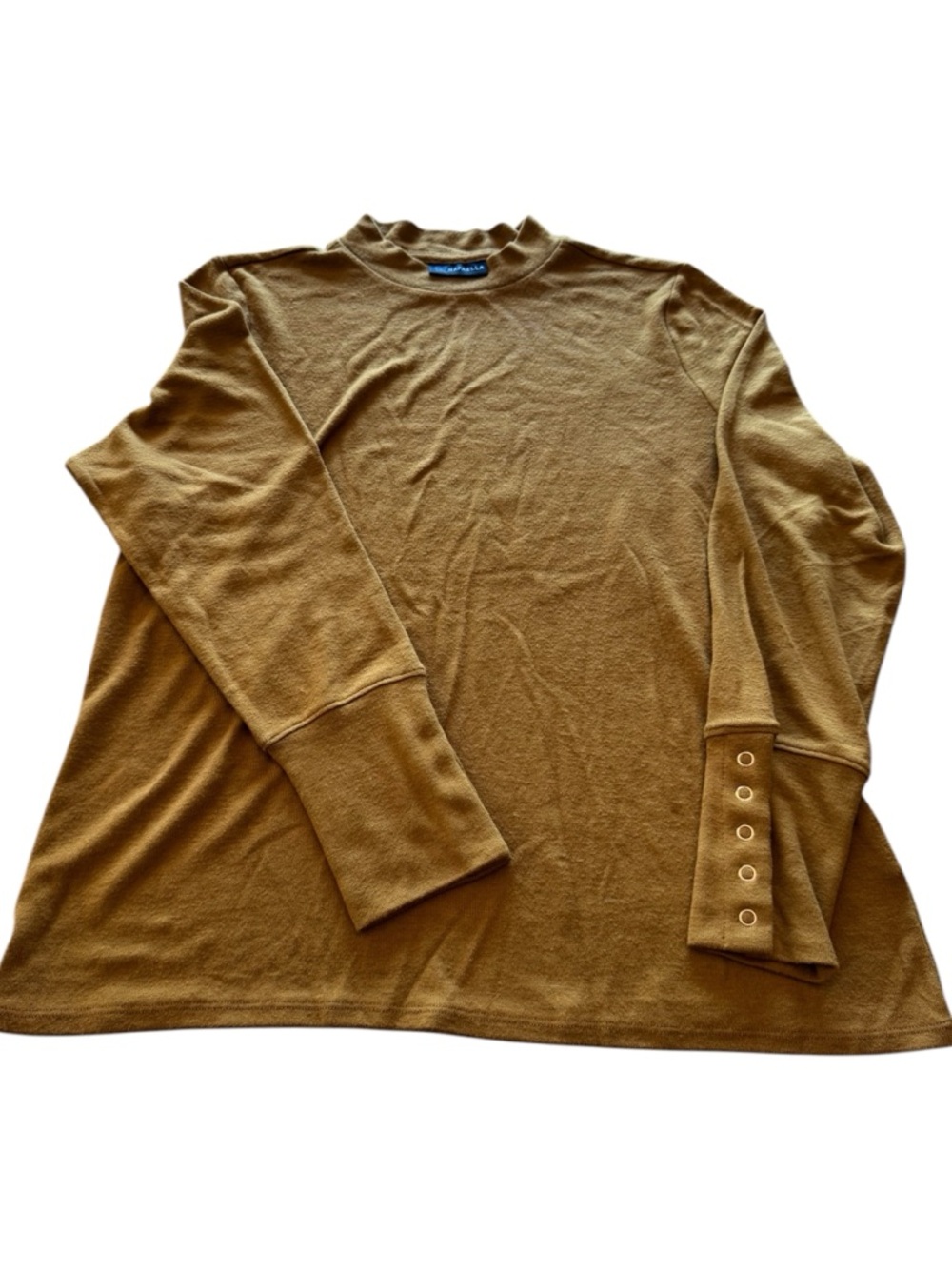 Rafaella Yellow Long Sleeve Mock Neck Top with Button Cuff XL